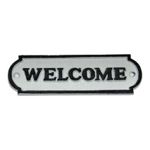 Cast Iron Welcome Sign Black and White Door Entryway Rustic Plaque Garden Decor - £11.15 GBP