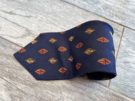 Coach Mens Silk Tie 100% Silk Italy Navy Blue Diamond Argyle NeckTie Ita... - $25.03