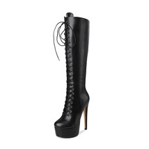 Women&#39;s Sexy Platform Over The Knee High Boot Front Lace-Up High Heel Stiletto S - £143.85 GBP