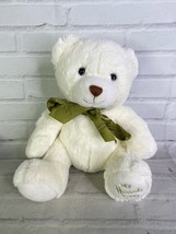 My Harrods Teddy Bear Plush Off White with Green Bow Stuffed Animal Toy - £13.54 GBP