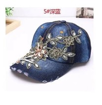 Ap diamond painting embroidery flower denim snapback hats jeans woman female cap cowboy thumb200
