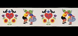 VTG Embroidered Ribbon Trim Pennsylvania Kissing Dutch Hearts Flowers 3.... - $30.55