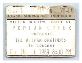 Allman Brothers Bande Concert Ticket Stub Juillet 11 1989 Chicago Illinois - $41.51
