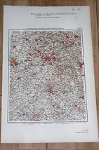 1924 Original Vintage Map Of Vicinity Of Liverpool Manchester Leeds / England - $23.29