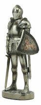 Medieval Suit Of Armor Statue 7&quot;H Swordsman Brave Lionheart Knight Figurine - £23.44 GBP
