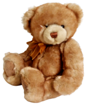 HugFun Brown Teddy Bear Orange Bow Super Soft Sitting Stuffed Animal Toy 10&quot; - £14.04 GBP