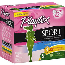 Playtex Sport Tampons Multi Pack (36 Ct) Regular/Super - Unscented - £11.18 GBP