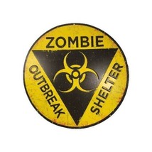 Zombie Outbreak Shelter Metal Road Sign- Open Road Brands - £8.10 GBP