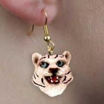 Animal Wildlife TIGER WHITE Head Resin Dangle Earrings...Reduced Price - $5.99