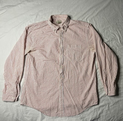 LL Bean Shirt Men’s Size Large Red &amp; White Plaid Long Sleeve Button Up 2... - $20.00