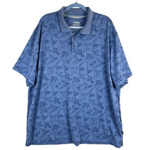 Cabela&#39;s Shirt Mens Size 2XL Blue Tropical Leaf Print Golf Polo Casual Dad - $18.25