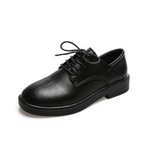 Hoes 2021 spring high platform black leather shoes lace up vintage thicken soled lolita thumb200
