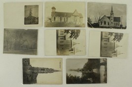 Vintage Historical Postcards RPPC Churches Europe &amp; US Castle Eden Vertou 8PCS - £14.06 GBP