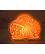 Porcelain Ivory Bisque Nativity Scene Night Light  4-3/4” X 6&quot; wide Chri... - $33.90 CAD