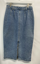 Zena Jeans 80&#39;s Vintage Denim Skirt Midi Zip Kick Pleats 80&#39;s SZ 10 - £34.47 GBP