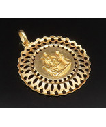 18K GOLD - Vintage Carved Religious Scenery Cutout Medal Pendant - GP498 - £421.52 GBP