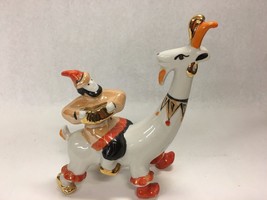 Dulevo Porcelain Man Playing Accordion on Goat/Llama Made in USSR Gilt accent - £132.03 GBP
