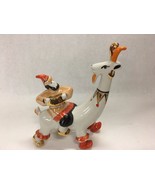 Dulevo Porcelain Man Playing Accordion on Goat/Llama Made in USSR Gilt a... - £132.43 GBP