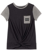 Calvin Klein Big Girls Colorblocked Twist-Front T-Shirt - £9.67 GBP