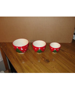 Set of 3 Nesting Holiday Bowls, Red with White Snowflakes &amp; Green Chrstm... - £10.41 GBP