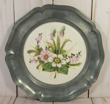 Decorative Sm Pewter Plate Wanderung Floral Hard Plastic 6.25&quot; 1981 Germany. - £4.53 GBP