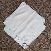 Vintage Linen 11 Inch Napkins w/ Bobbin Lace SET of 2 Beige Kitchen &amp; Bar - $9.36