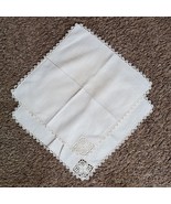 Vintage Linen 11 Inch Napkins w/ Bobbin Lace SET of 2 Beige Kitchen &amp; Bar - $174.47 MXN