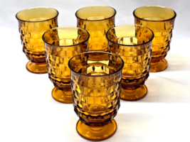 Colony Whitehall Amber 3.75&quot; Cube Cubist Pattern Juice Milk Glass - Set Of 6 - $34.44