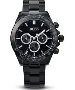 Hugo Boss HB1512961 Ikon Mens Black Dial Chrono Stainless Steel Watch + Gift Bag - $143.19