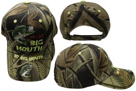 AES Me and My Big Mouth Bass Fish Embroidered Cap Hat (Full Camo) (TOPW) - £7.89 GBP