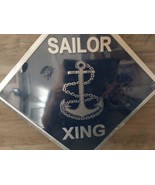 Sailor Xing Metal Tin SIgn Diamond Cut Seamen Navy Blue Silver Boating 1... - £13.08 GBP