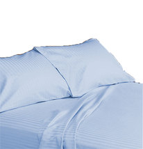 15 " Pocket Skyblue Stripe Sheet Set Egyptian Cotton Bedding 600 TC choose Size - £52.55 GBP