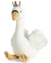 Girls 8&quot; Swan Plush Toy Macy&#39;s First Impressions White Gold Crown Tiara Stuffed - £38.99 GBP