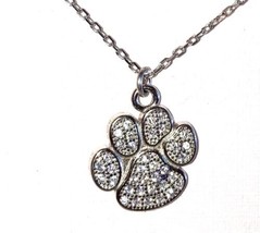 Dog Lover  Paw Necklace Sterling Silver Love Is How Excited Your Dog Gets - £16.37 GBP