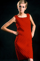 Twiggy iconic 1960's fashion model pose in red dress 24x18 Poster - $23.99