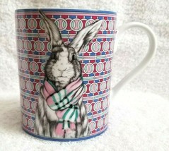 WILLIAM SONOMA COZY BUNNY PLAID Coffee Cup Mug NWOT Purple Rim - £11.73 GBP