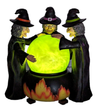 Witch Snowglobe Smoky Swirling Potion Ball On Top Flaming Cauldron Halloween - £34.01 GBP