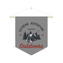 Personalized Vintage Tent Campfire Nature Pennant 1970&#39;s Style Adventure Decor - £21.09 GBP