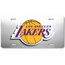L.A. Lakers Inspired Art on White &amp; Gray FLAT Aluminum Novelty License Tag Plate - £14.38 GBP
