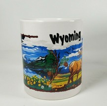 Pre-Owned M Ware Wyoming Wolf, Moose and Rocky Mountains Souvenir Mug - £7.56 GBP