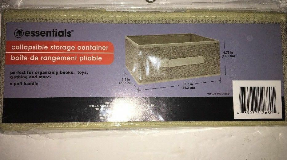 Storage Containers Foldable w/ Handles-Beige-Essentials™- 8.5" x 11.5" x 4.75" - £7.02 GBP