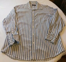 Men&#39;s Bugatchi Uomo Long Sleeve Button Up Shirt cotton striped XL xlarge... - £16.16 GBP