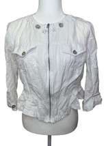 Ruby Rd. Womens White LinenBlend Jacket Peplum Sz 12 Classy Versatile An... - $21.78