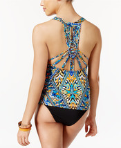 NEW BAR III Monarchy Macrame Back Printed Tankini Swimwear Top size XS X... - £21.29 GBP