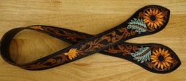 Leather Strap Embossed Sunflower Pattern Hand Tooled Leather Craft Supply - $24.74