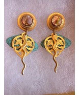 Artisan Dangle Post Earrings Gold tone Modernist Mother of Pearl - $39.86 CAD