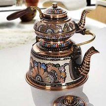 LaModaHome Hand Painted Large Copper Turkish Tea Pot Samowar Style - £81.63 GBP