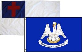 2x3 Christian Christ &amp; State Louisiana 2 Pack Flag Wholesale Combo 2&#39;x3&#39; Banner  - £7.56 GBP
