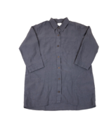 Vikolino Womens 100% European Washed Linen Tunic Shirt Gray Blue Pocket ... - $54.31 CAD