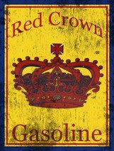 Red Crown Gasoline Distressed Metal Sign - £23.99 GBP